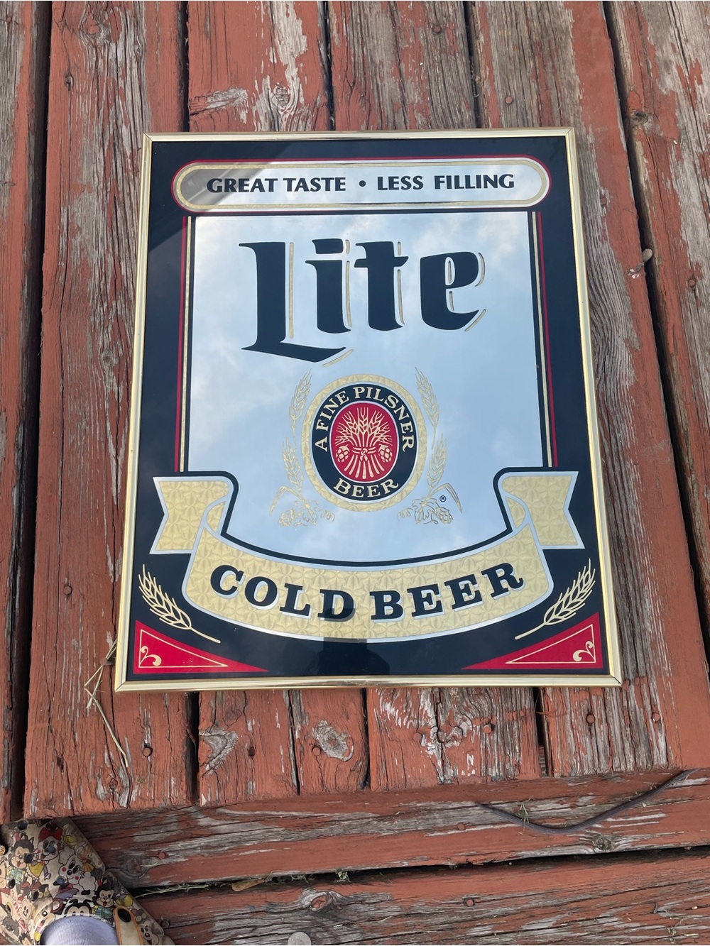 Cold Beer Metal Wall Art Sign in Blue, Black, Gold